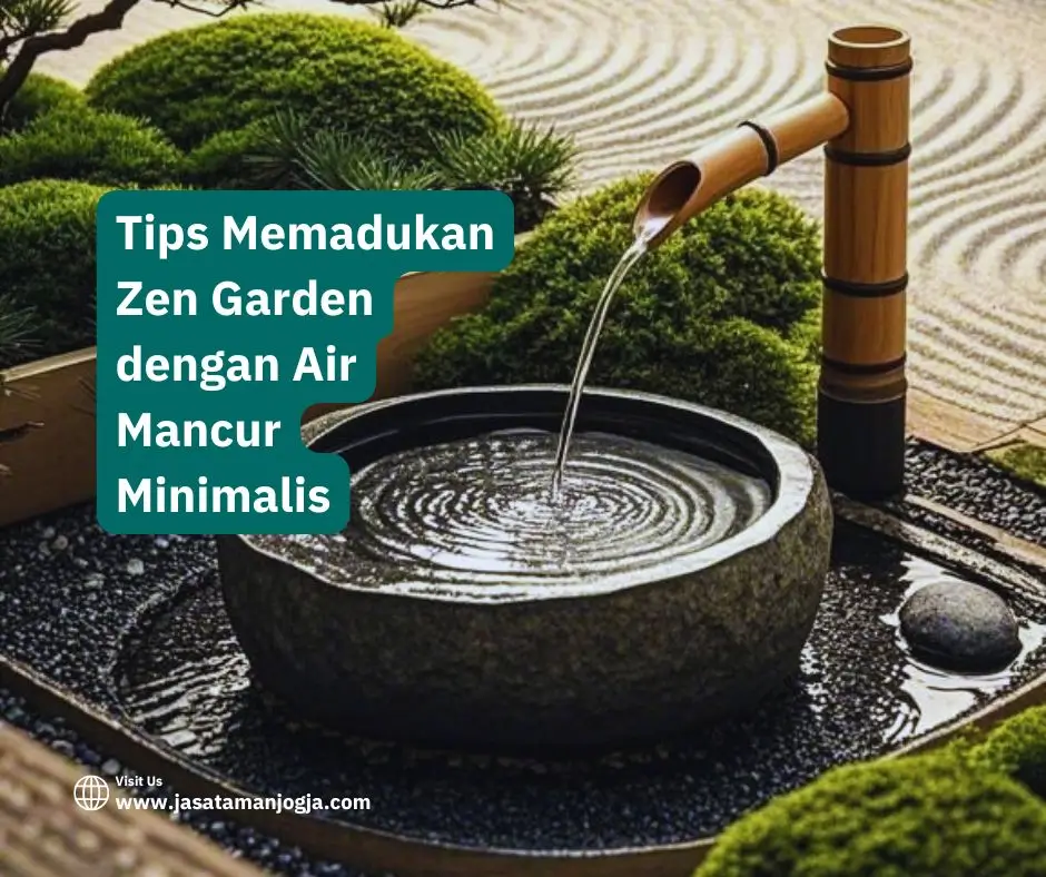 Zen Garden dengan Air Mancur Minimalis